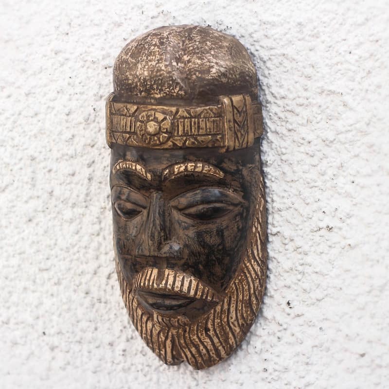 Novica Handmade Bearded Nii Amugi African Wood Mask