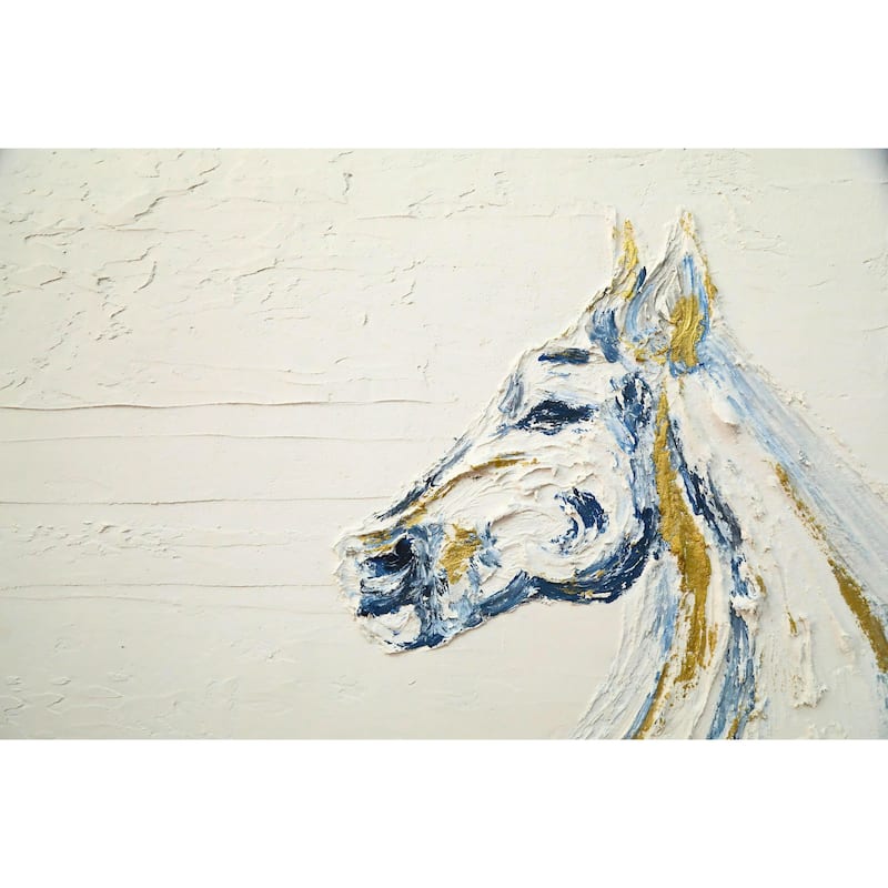 Majesty Hand Painted Oil Canvas Wall Art with Rearing Horse Design