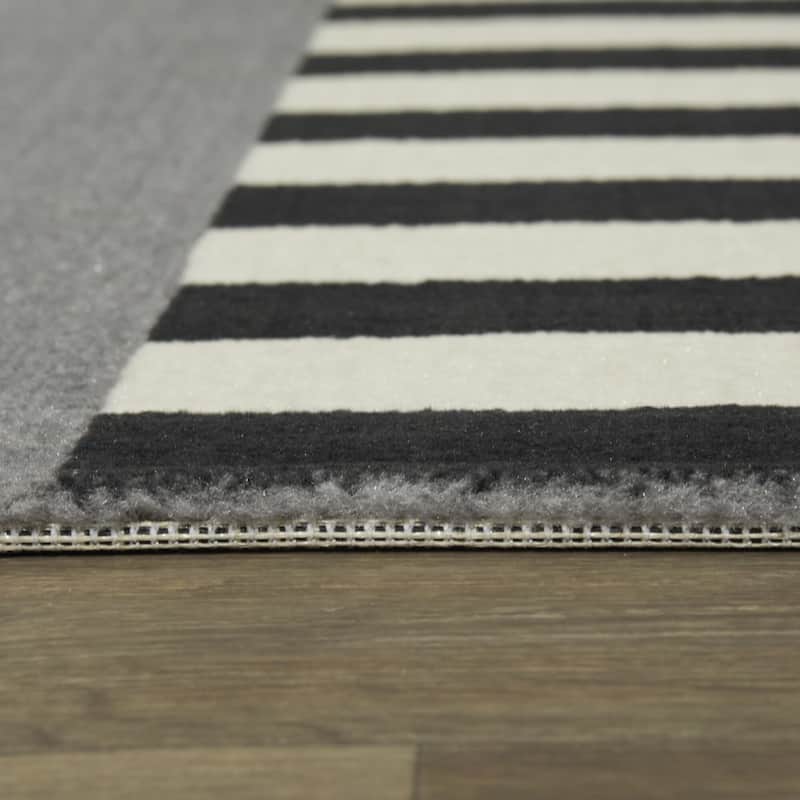Bailey Mid-century Modern Striped Color Block Low-pile Area Rug