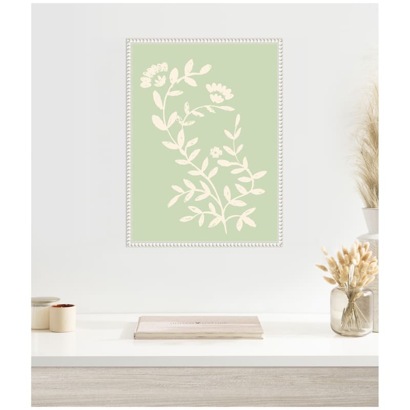 Kate and Laurel Country Chintz Botanical Pale Green by Vicky Yorke Framed Canvas Wall Art Print