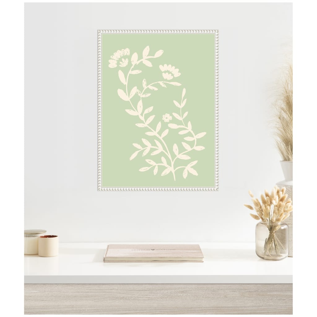 Kate and Laurel Country Chintz Botanical Pale Green by Vicky Yorke Framed Canvas Wall Art Print