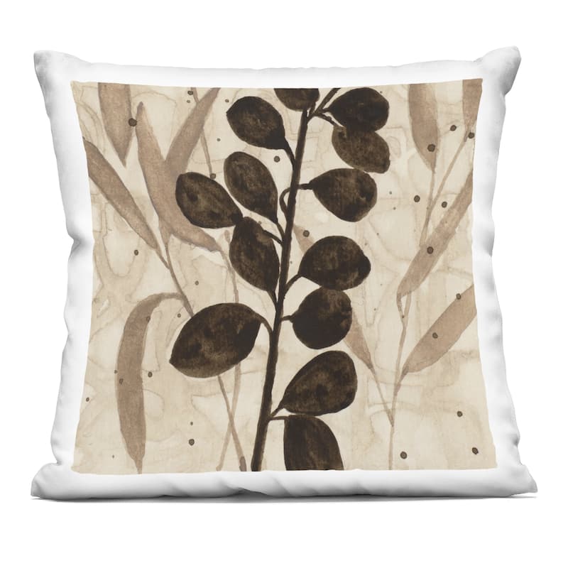Stupell Beige & Brown Natural Leaves Decorative Printed Throw Pillow Design by Krinlox - Accent - Polyester - Beige - Single