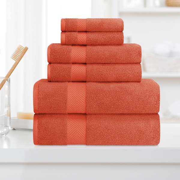 Vivendi Bath Towels Hand Towels and Washcloths Set Infinity Zero Twist 100%  Cotton 4 Bath, 2 Hand, 2 Wash, Super Soft, Highly Absorbent Towels for