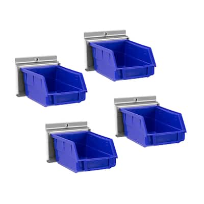 NewAge Products Blue Parts Bins with Parts Bins Support (PVC SW) - Pack of 4