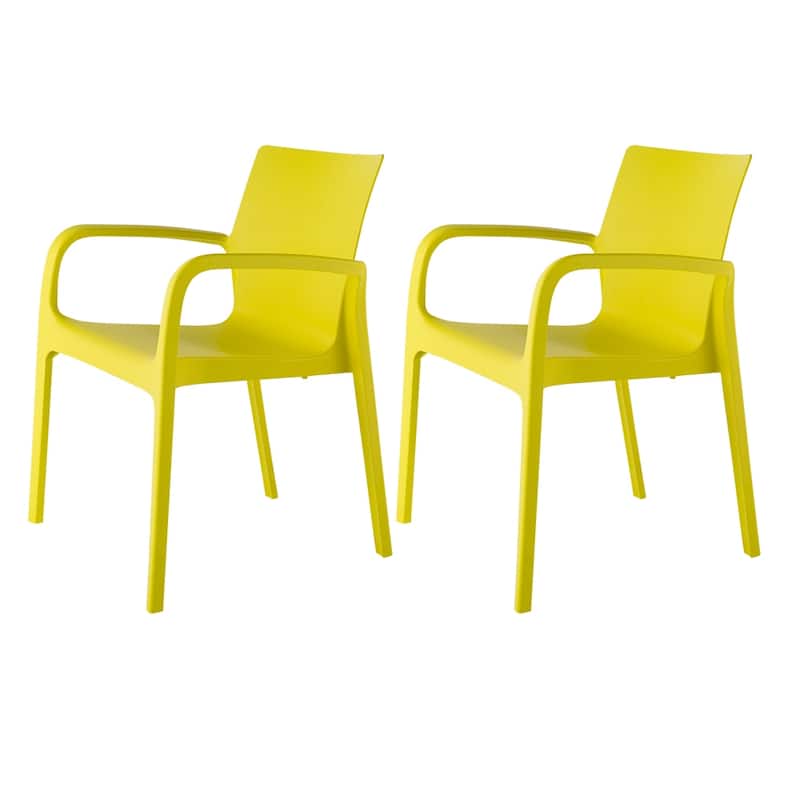 Alissa Resin Stackable All-Weather Dining Armchair, Set of 2 - Yellow
