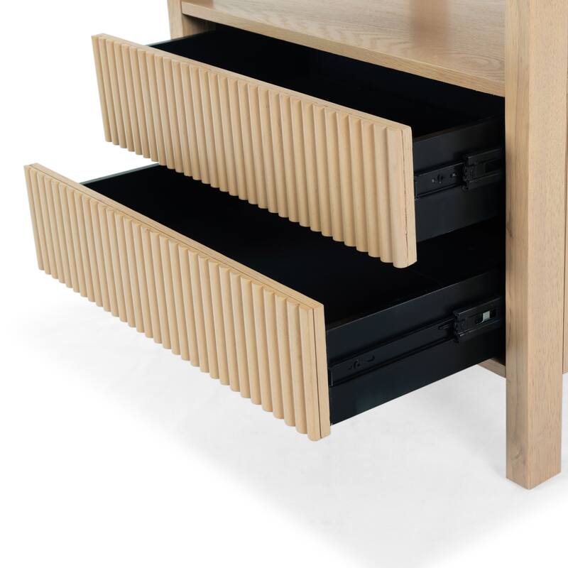 SAFAVIEH Couture Shelbie 2-Drawer Reeded Nightstand, Fully Assembled