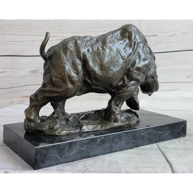 Hot Cast Bronze Rhinoceros Rhino Sculpture Statue Figure On Marble Base