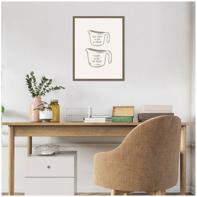 Kate and Laurel Kitchen Conversion Charts Cups by The Creative Bunch Studio Framed Canvas Wall Art Print