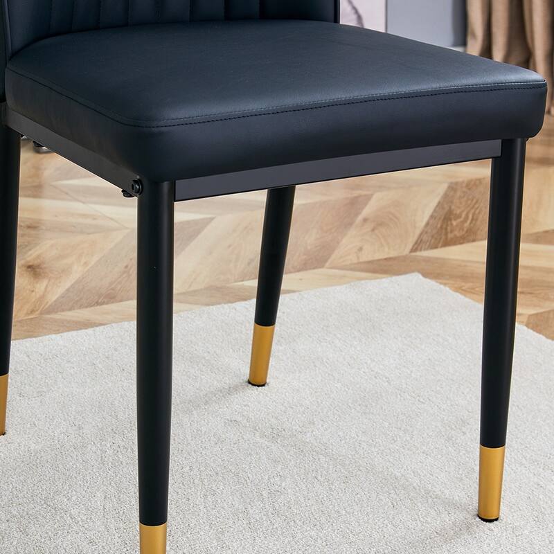 A set of 4 dining chairs, black dining chair set, PU material high backrest seats and sturdy leg chairs for kitchens