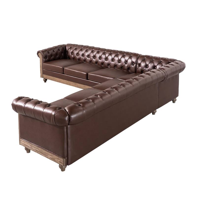 Christopher Knight Home Sectional Sofa L-shape Corner Recliner Couches with Button Tufted Backrest and Roll Armfor Living Room