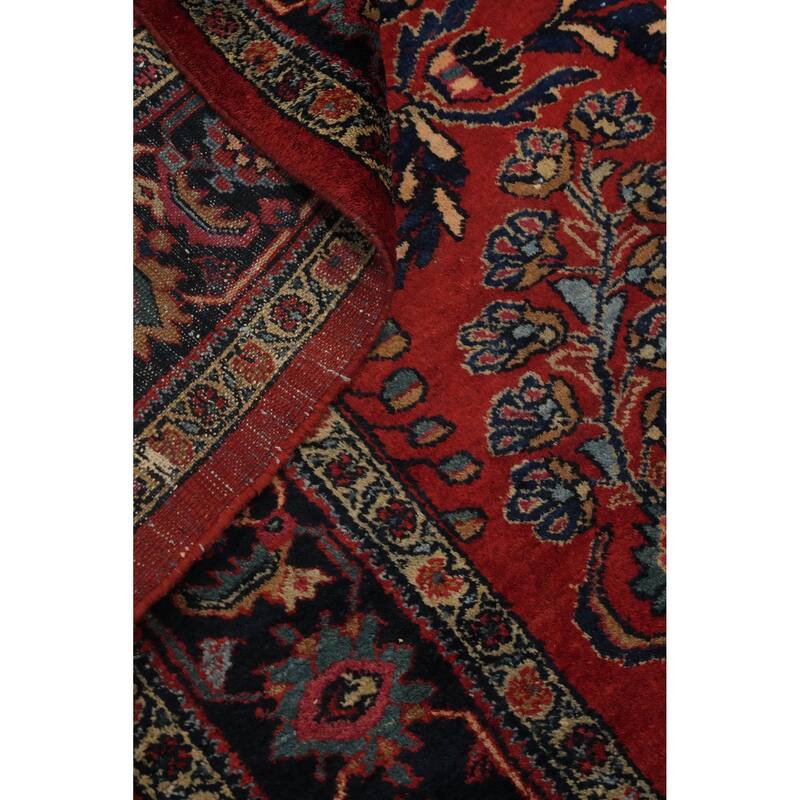 Hand Knotted Oriental 100% Wool Carpet Traditional Floral Oranges & Rust Sarouk Area Rug - 12' 1'' X 8' 9''
