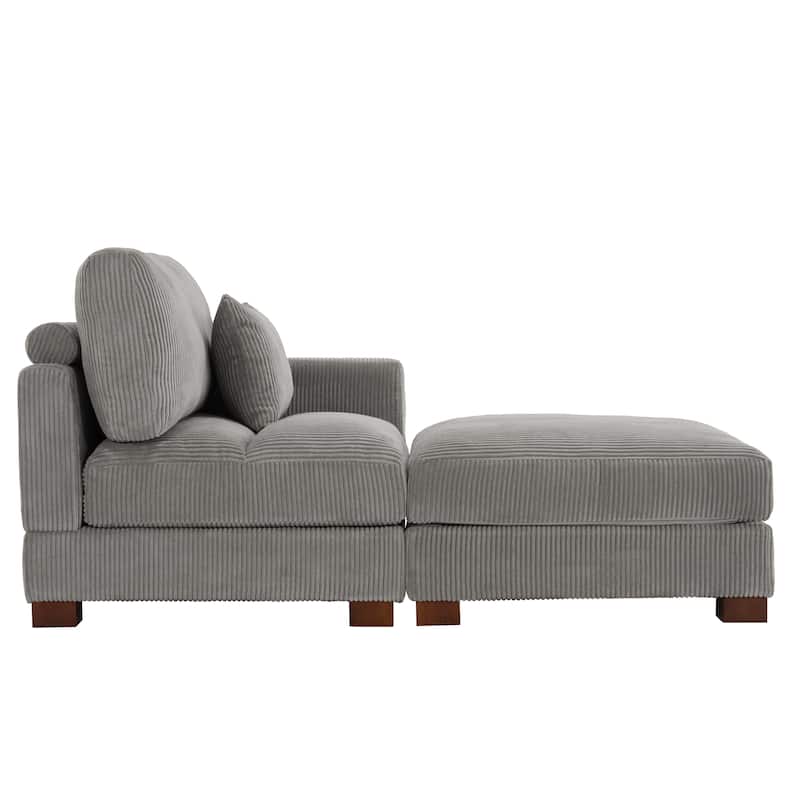 Modern 43'' Corduroy Comfy Sectional Chaise Lounge with Pillow