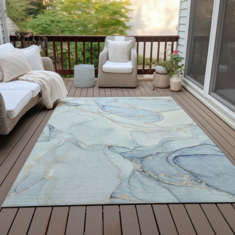 Machine Washable Indoor/ Outdoor Abstract Chantille Rug