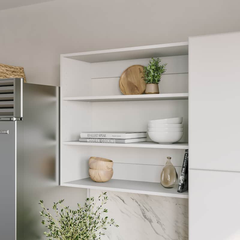 Prepac Elite 32"W Upper Cabinet, White Pantry Kitchen Storage Cabinet, Laundry Room Cabinet with 2 Adjustable Shelves