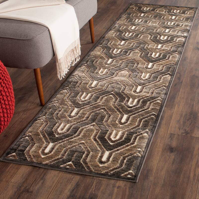 SAFAVIEH Paradise Kinneret Modern Viscose Rug - 2'2" x 8' Runner - Soft Anthracite/Cream
