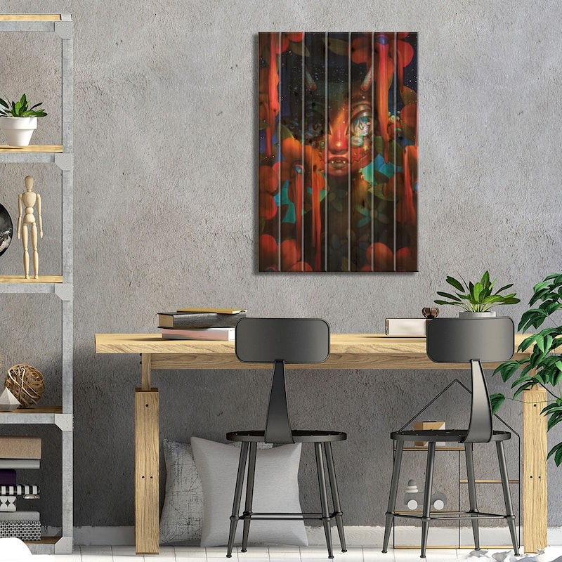 Reluctant Observer Print On Wood by Ejiwa Ebenebe - Multi-Color
