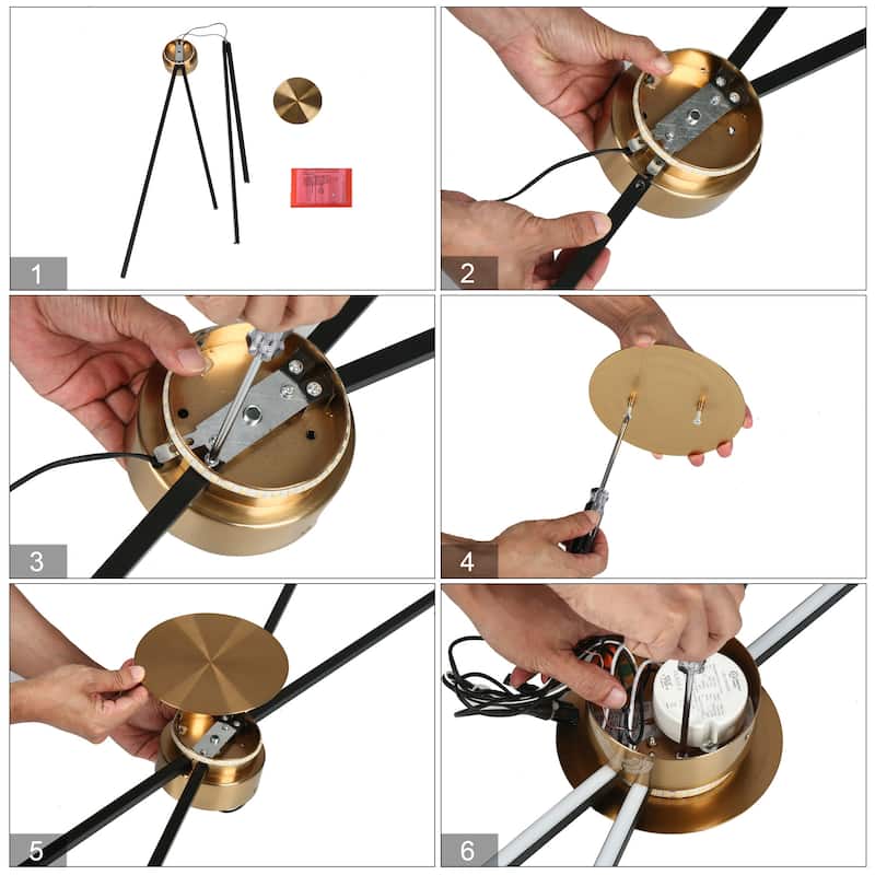Modern 4-Light LED Black Gold Wall Sconce Metal Bathroom Vanity Lights - L60" x W12"