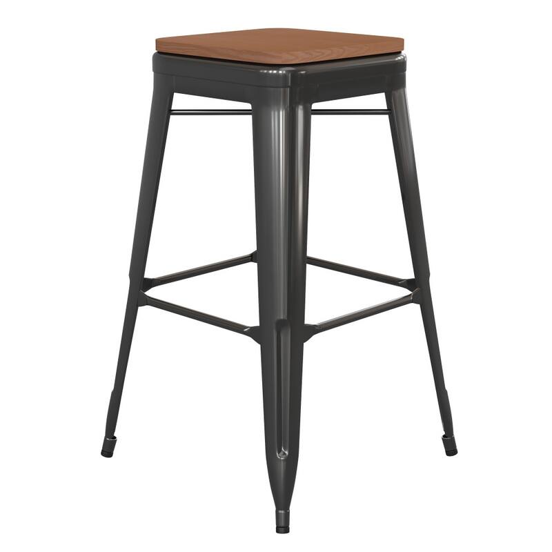 Indoor/Outdoor Backless Bar Stool with Poly Resin Seat