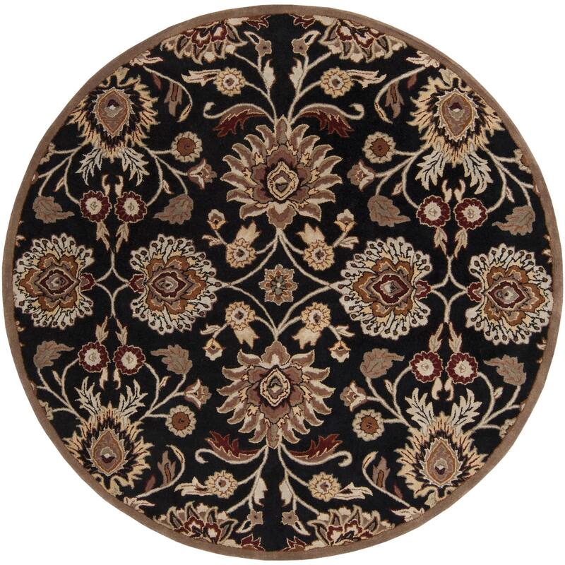 Livabliss Caesar Updated Traditional Paisley Hand Tufted Area Rug. - Black - 8' x 8' Round