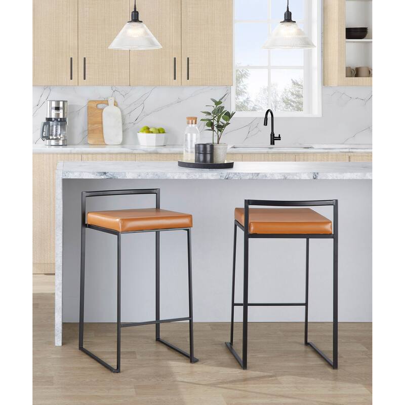 Porch & Den Forrest Black Stackable Fully Welded Counter Stool (Set of 3)