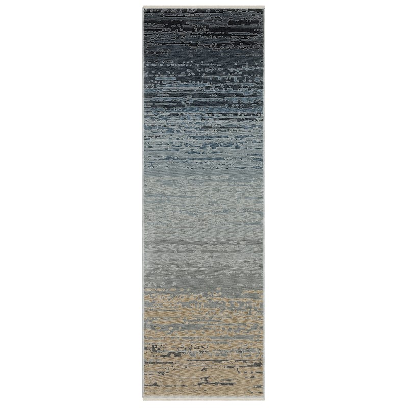 Style Haven Estella Distressed Ombre Blue/ Beige Area Rug - 2' 3" x 7' 6" - Runner