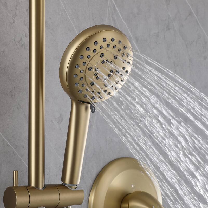 Modland High Pressure 5-Way 10'' Rain Shower Head Black with Handheld Shower Slide Bar