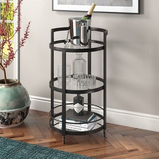 Cadman Mid-century Modern Acacia Wood Bar Cart by