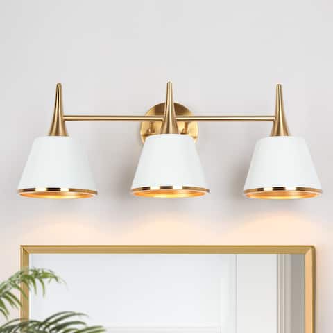 Nisa Modern Glam Gold 3-Light Bathroom Vanity Light Transitional Metal Wall Sconces - L 22.5"* W 7.9"* H 9"