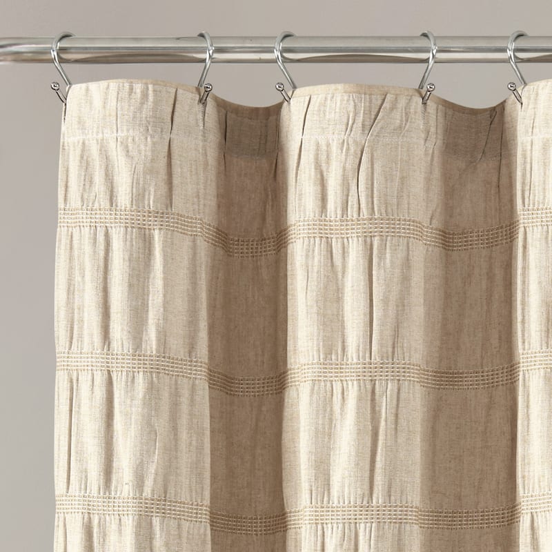 Lush Decor Waffle Stripe Woven Cotton Shower Curtain