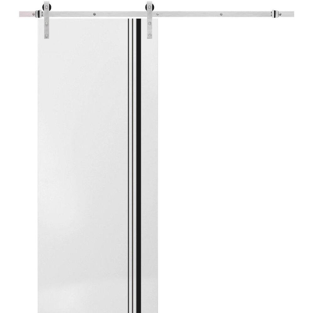 Sturdy Barn Door 36 x 80 Planum 0011 White Silk with 6.6FT