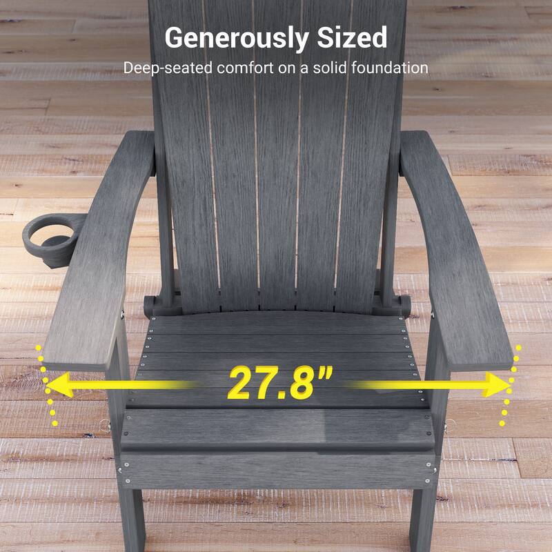 Foldable HDPE Adirondack Chair All-Weather W/ Cup Holder