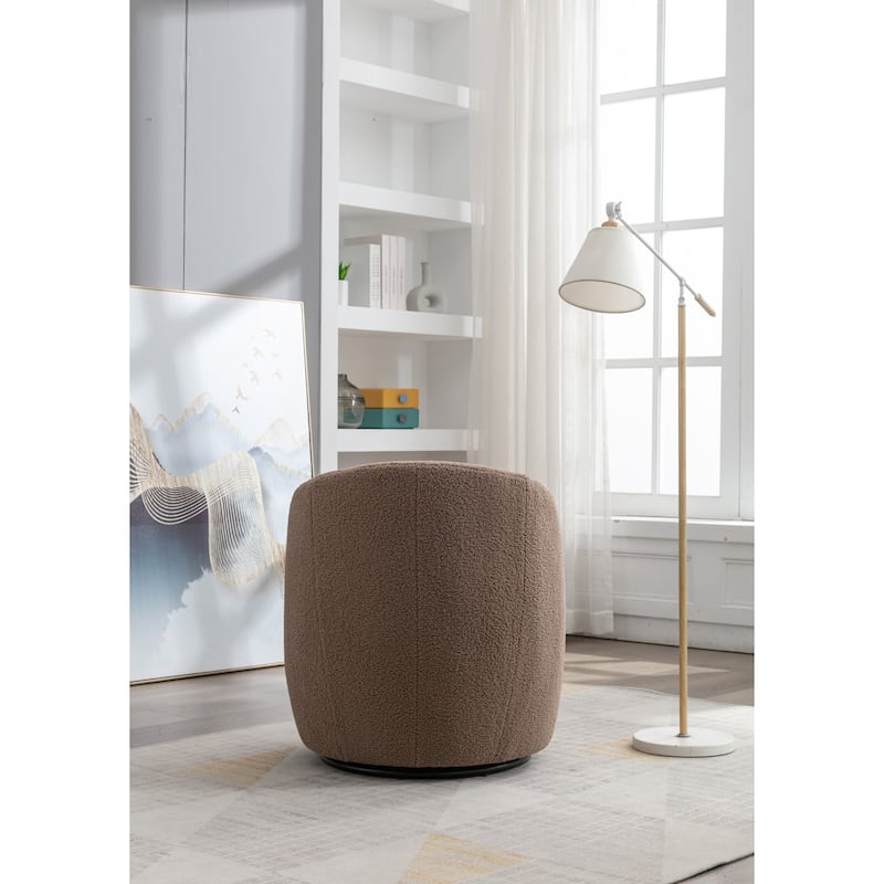 Coffee 25.6" Swivel Barrel Chair with Black Coating