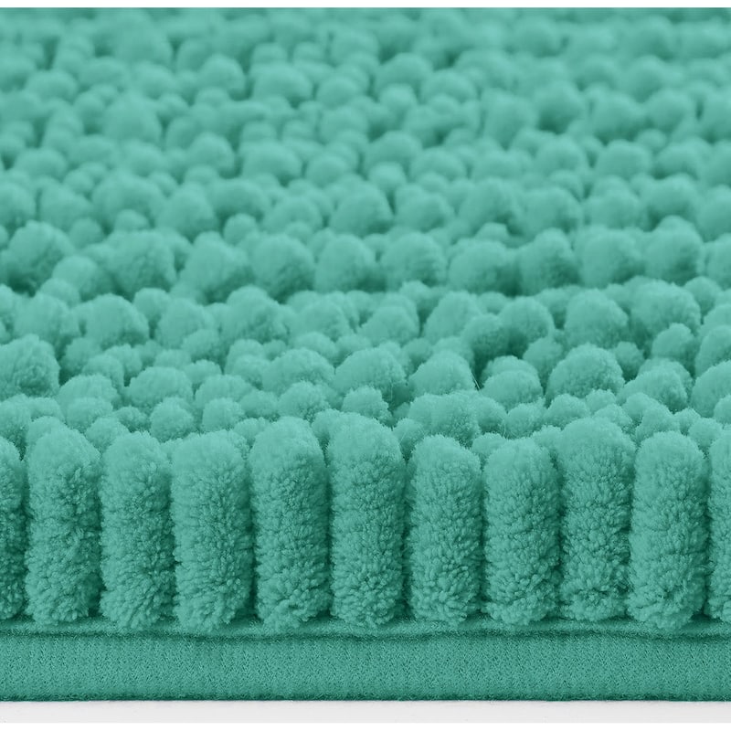 24"x16" - Turquoise Blue Large Soft Cozy Plush Chenille Bath Mat Bathroom Rug