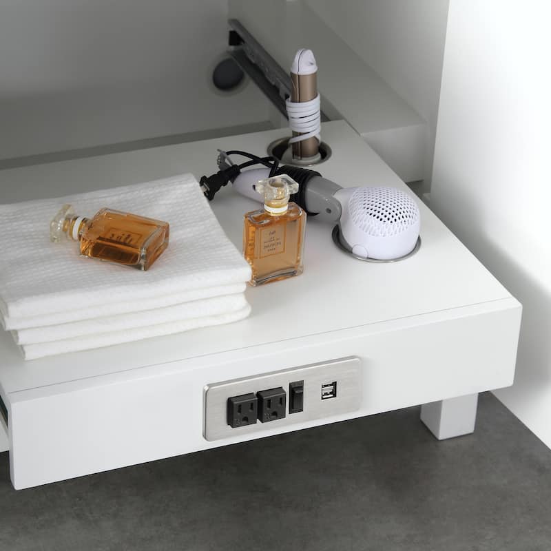 Tahoe 72 Vanity in White with White Carrera Marble Top and Mirror