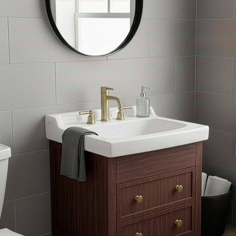 Fine Fixtures Ceramic Vanity Sink Top with Raised Back - 26" x 20"