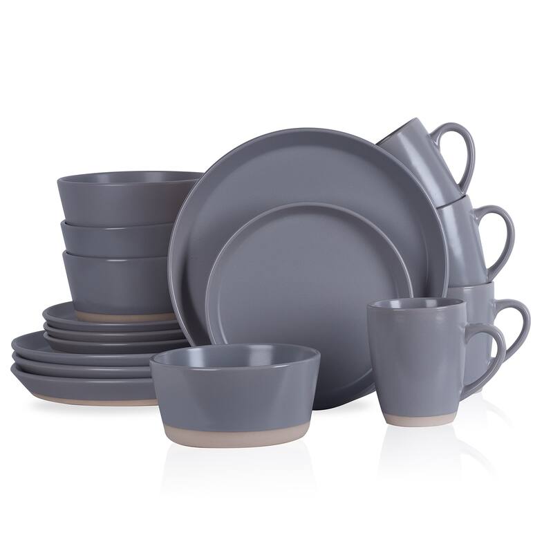 Stone Lain Jules Stoneware Dinnerware Set - Gray - 16 Piece
