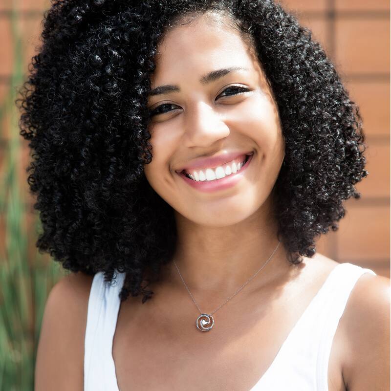 1/8ct TDW Diamond Swirl Heart Pendant in Silver for Women