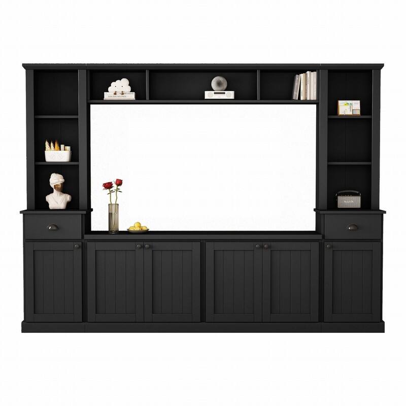 Modern 4-Piece Entertainment Wall Unit Set, Large TV Stand Media Console for TVs Up to 75"
