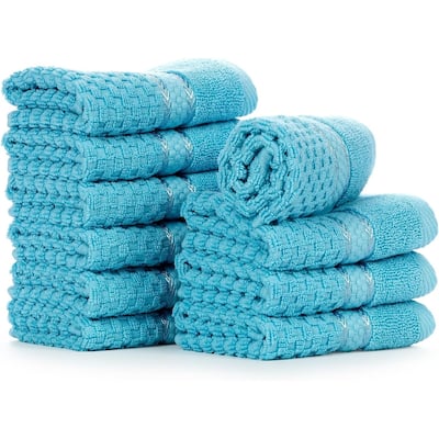 Popcorn Textured Cotton Washcloths 12 x 12 inch by Ample Decor - 10 Pcs