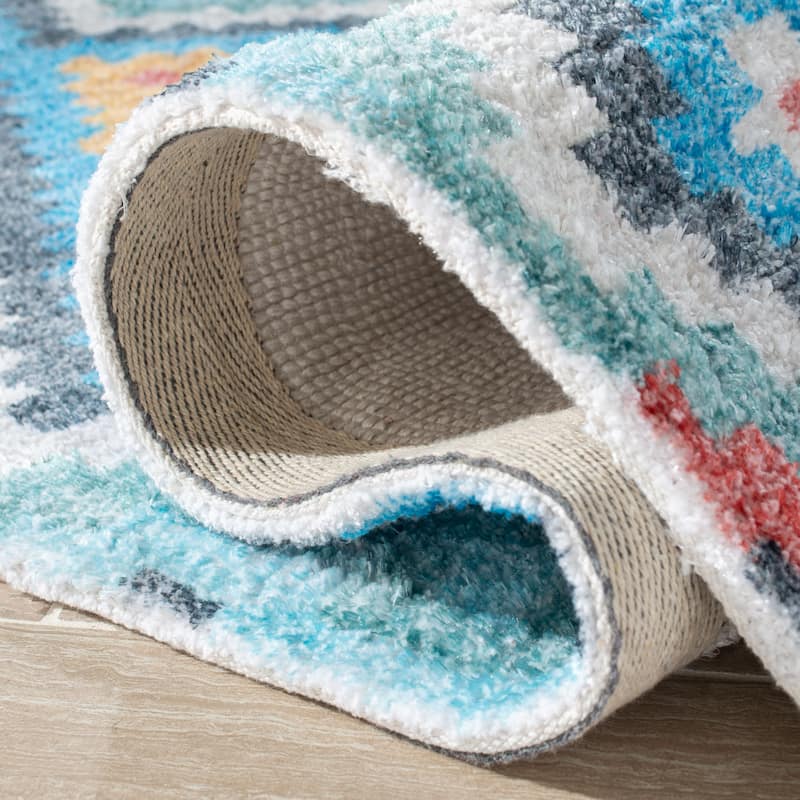 SAFAVIEH Handmade Saffron Karlie Modern & Contemporary Tribal Blue/Aqua Cotton