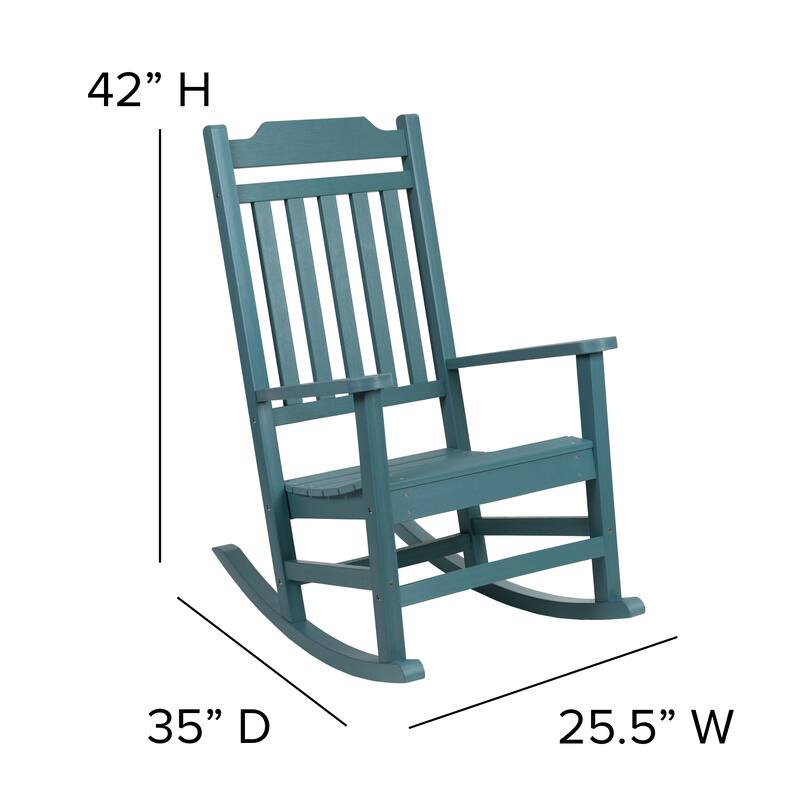 Set of 2 Indoor/Outdoor Poly Resin Rocking Chairs with Side Table - 25.625"W x 35"D x 42"H