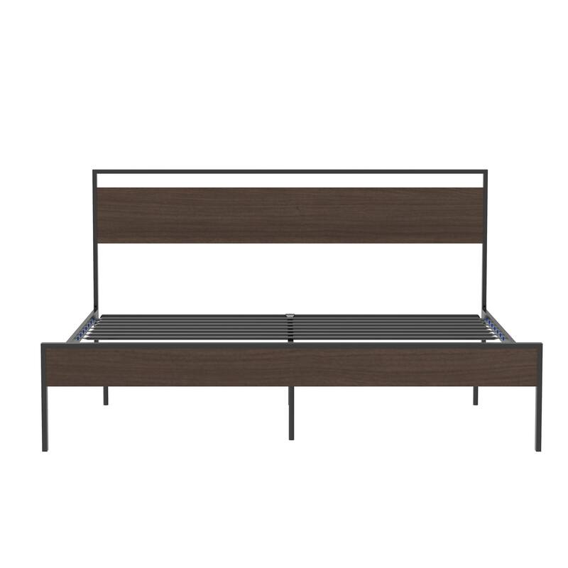Metal Bed Frame with wood Headboard and Footboard Bed Bath & Beyond