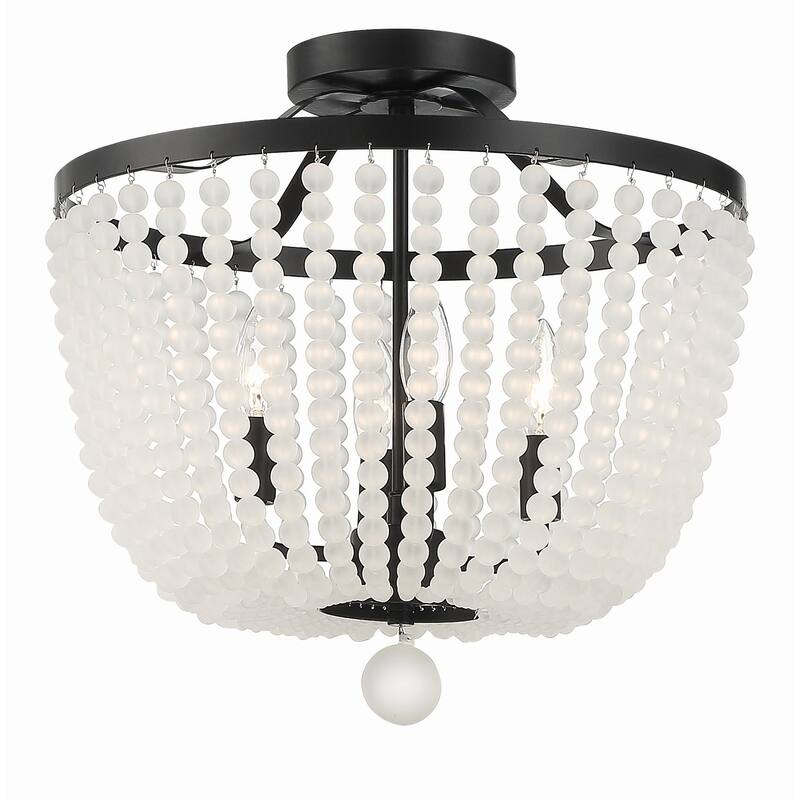 Rylee 4 Light Matte Black Frosted Beads Ceiling Mount - 16.5"W x 16.5"H - 16.5"W x 16.5"H