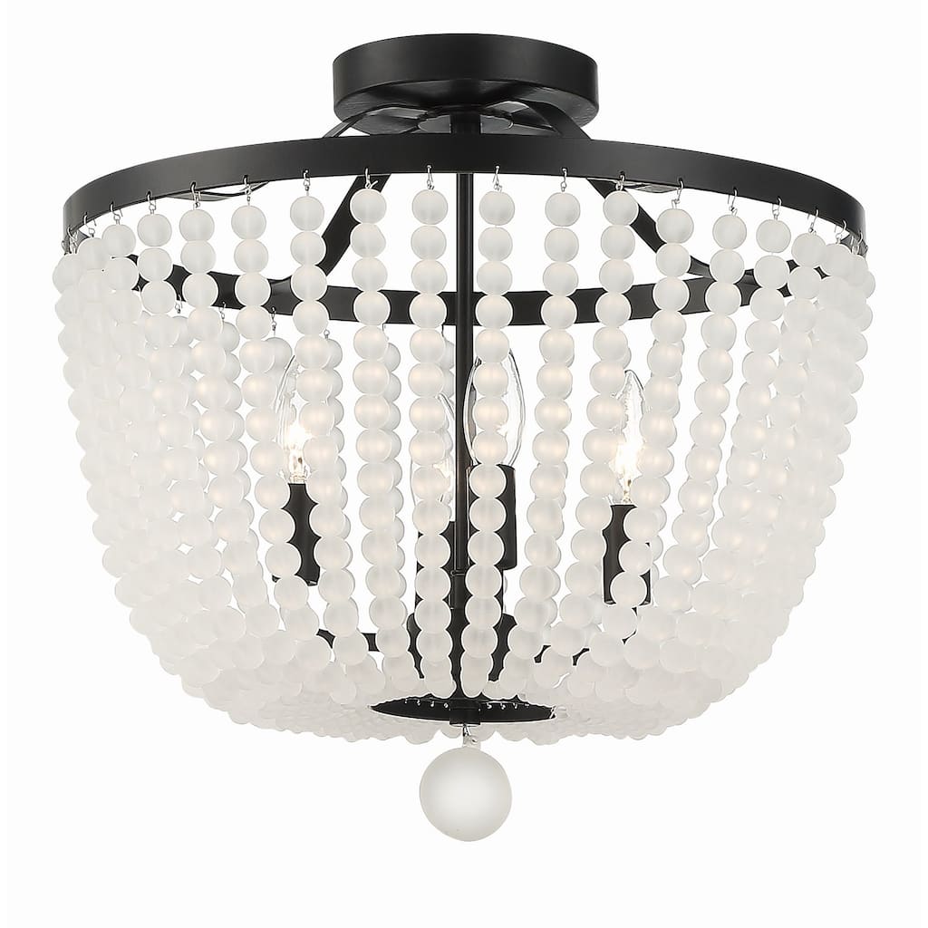 Rylee 4 Light Matte Black Frosted Beads Ceiling Mount - 16.5"W x 16.5"H