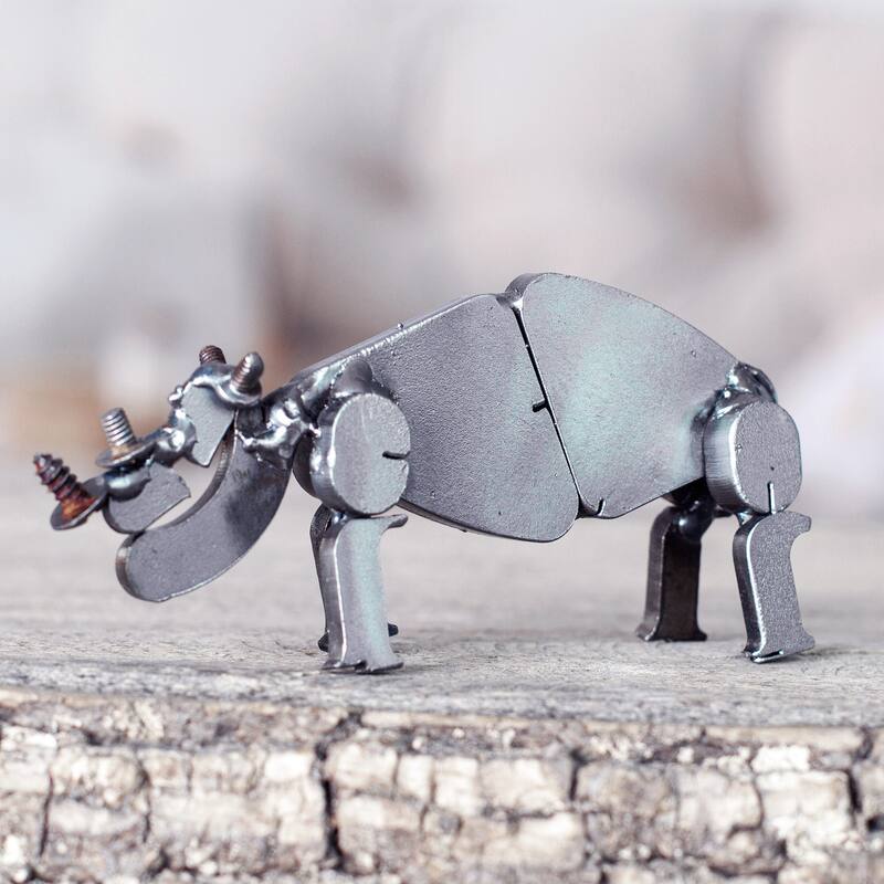 Novica Handmade Wild Strength Recycled Scrap Metal Statuette