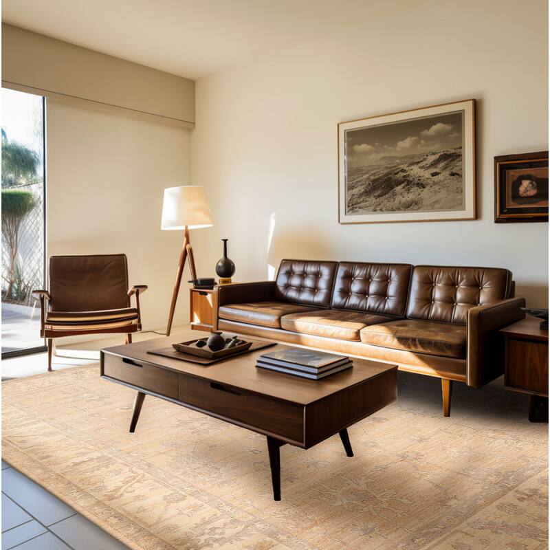 ECARPETGALLERY Hand-knotted Peshawar Oushak Tan Wool Rug - 9'0 x 11'9