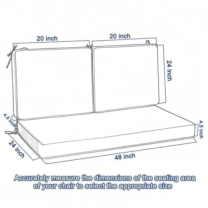 Outdoor Deep Seat Cushions For Patio Furniture, Waterproof Replacement Patio Chair Cushions(1xseat+2xback Cushion)