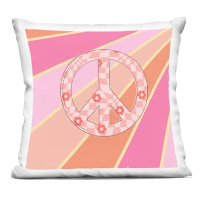 Stupell Beaming Floral Peace Symbol Decorative Printed Throw Pillow Design by Jesse Keith