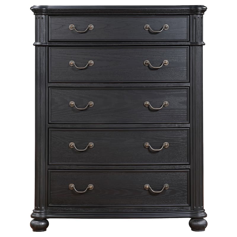 Celina Traditional Wood 5-drawer Bedroom Chest Black