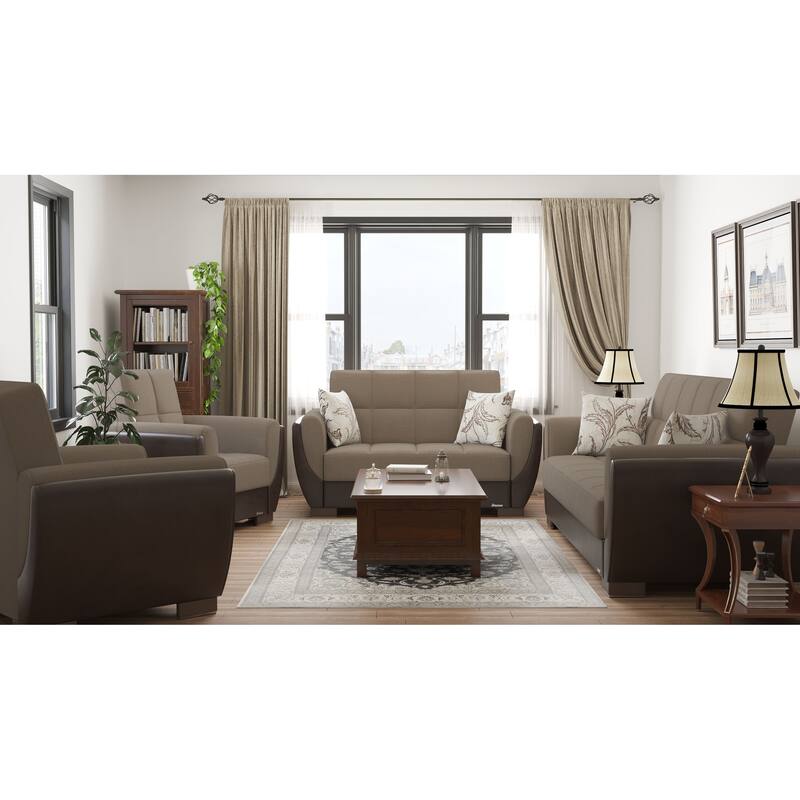 Collection Upholstered Convertible Loveseat With Storage